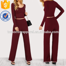 Fitted Crop Tee & Pants Manufacture Wholesale Fashion Women Apparel (TA4039SS)